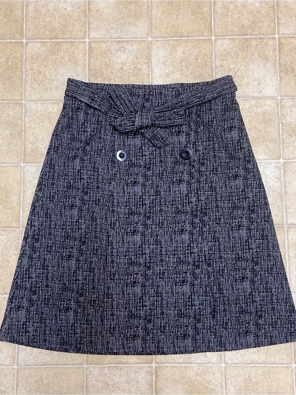 Textured Black Mini Wrap Skirt with Button Accents Size M NYCC